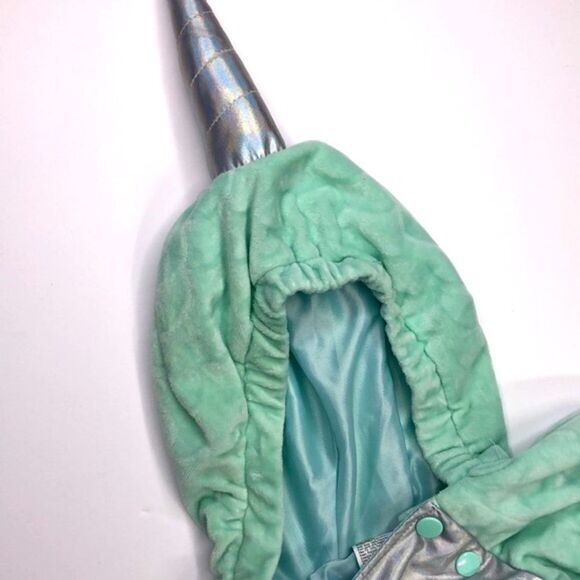 Mermaid Tail Unicorn Costume Hooded Sleeper, Size 12-18 M - Picture 3 of 8